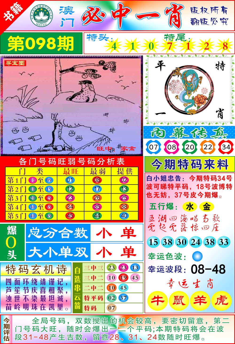 098期澳门玄机一特[图]